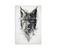 WJHJZQYY Geometric Lynx Portrait Elegantly Emerging Through Subtle Patterns Set on Solid Background. Decorative Wall Mural Modern Hanging Art Poster20x30inch(50x75cm)