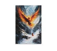 WJHJZQYY In A Mountain Cave, The Holy Spirit Appears As A Firebird, Circling A Prophet Wrapped in Prayer And Snow. Decorative Wall Mural Modern Hanging Art Poster24x36inch(60x90cm)
