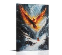 WJHJZQYY In A Mountain Cave, The Holy Spirit Appears As A Firebird, Circling A Prophet Wrapped in Prayer And Snow. Decorative Wall Mural Modern Hanging Art Poster20x30inch(50x75cm)