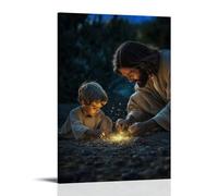 WJHJZQYY Jesus And A Small Boy Draw Stars in The Dirt, And They Begin to Rise Into The Night. Decorative Wall Mural Modern Hanging Art Poster24x36inch(60x90cm)