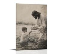 WJHJZQYY Jesus Reaches Into The Sea And Lifts A Fallen Crown, Offering It to A Child with Dirt-streaked Cheeks. Decorative Wall Mural Modern Hanging Art Poster20x30inch(50x75cm)