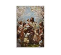 WJHJZQYY Jesus Surrounded by Joyful Children, Blossoms Falling Around Them As Mothers Smile with Hope And Hearts Overflow. Decorative Wall Mural Modern Hanging Art Poster20x30inch(50x75cm)