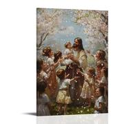 WJHJZQYY Jesus Surrounded by Joyful Children, Blossoms Falling Around Them As Mothers Smile with Hope And Hearts Overflow. Decorative Wall Mural Modern Hanging Art Poster12x18inch(30x45cm)