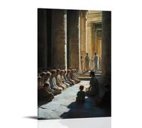 WJHJZQYY Jesus Teaching on The Temple Steps, Children at His Feet While Elders Grumble in The Shadows of Ancient Pillars. Decorative Wall Mural Modern Hanging Art Poster08x12inch(20x30cm)