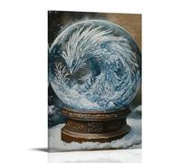 WJHJZQYY Legendary Creature Oil Painting- A Frost Phoenix Curled within A Snow Globe of Forgotten Northern Winds Decorative Wall Mural Modern Hanging Art Poster12x18inch(30x45cm)