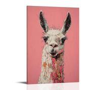 WJHJZQYY Llama Facing Forward Made of Geometric Stacking Lines on A Clay Pink Canvas. Decorative Wall Mural Modern Hanging Art Poster24x36inch(60x90cm)