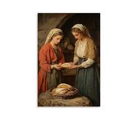 WJHJZQYY Mary Appears between Two Arguing Friends And Offers Them Both Bread, Neither Remembering Why They Fought. Decorative Wall Mural Modern Hanging Art Poster16x24inch(40x60cm)