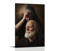 WJHJZQYY Mary Brushes Dust from An Old Man’s Face, Revealing The Shine of A Forgotten Saint. Decorative Wall Mural Modern Hanging Art Poster08x12inch(20x30cm)
