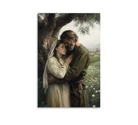 WJHJZQYY Mary Embraces A Tired Farmer Beneath An Ancient Tree, His Field Beginning to Bloom As He Cries. Decorative Wall Mural Modern Hanging Art Poster16x24inch(40x60cm)