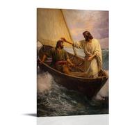 WJHJZQYY Peter Steps from The Boat, Trembling on The Waves, While Jesus Waits Calmly with His Hand Extended. Decorative Wall Mural Modern Hanging Art Poster24x36inch(60x90cm)