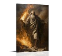 WJHJZQYY The Burning Bush Illuminating Moses’ Startled Face, His Sandals Removed As He Stands on The Edge of Holy Revelation. Decorative Wall Mural Modern Hanging Art Poster12x18inch(30x45cm)