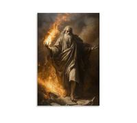 WJHJZQYY The Burning Bush Illuminating Moses’ Startled Face, His Sandals Removed As He Stands on The Edge of Holy Revelation. Decorative Wall Mural Modern Hanging Art Poster08x12inch(20x30cm)
