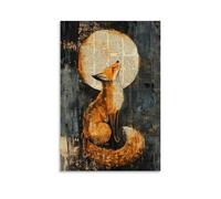 WJHJZQYY The Fox And The Scripture - A Torn Bible Page Wraps Around A Fox’s Tail Beneath Moonlight Decorative Wall Mural Modern Hanging Art Poster16x24inch(40x60cm)