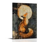 WJHJZQYY The Fox And The Scripture - A Torn Bible Page Wraps Around A Fox’s Tail Beneath Moonlight Decorative Wall Mural Modern Hanging Art Poster16x24inch(40x60cm)