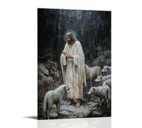 WJHJZQYY The Lamb Stands on Trembling Legs As Jesus Blesses It, The Wolves Frozen Like Statues at The Edge of The Scene. Decorative Wall Mural Modern Hanging Art Poster24x36inch(60x90cm)