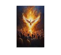 WJHJZQYY The Spirit Descends Like A Dove Surrounded by Flame, As People of All Nations Reach Up to Catch Its Light. Decorative Wall Mural Modern Hanging Art Poster08x12inch(20x30cm)