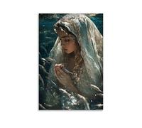 WJHJZQYY The Virgins Tears Fall Into A River Polluted by Sorrow, And Fish Return with Shimmering Silver Light. Decorative Wall Mural Modern Hanging Art Poster24x36inch(60x90cm)