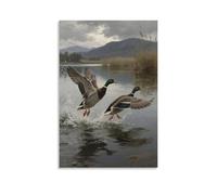 WJHJZQYY Wild Ducks Spreading Wings to Take Off, Wings Flapping The Water Decorative Wall Mural Modern Hanging Art Poster08x12inch(20x30cm)