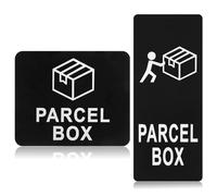 WJIAAA 2pcs Parcel Box Sign Adhesive 11x9/12x5 cm Black Parcel Box Sign Deliveries Waterproof Self Adhesive Acrylic for House Office Mail Boxes, Accurate Put delivery, No Longer Lose The Parcels