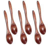 WJIAAA 6 Pcs Small Wooden Spoons,5.7 Inch Wood Teaspoons for Honey Tea Coffee Jam Sugar Ice Cream,Bath Salts Stirring Spoons Handmade Natural Wooden Spoon for Eating(Dark Nanmu)