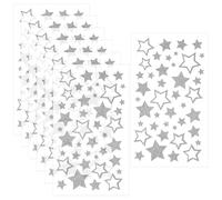 WJIAAA 6 Sheets Glitter Silver Star Stickers, Self Adhesive Star Labels for Crafts Kids Reward Christmas Decoration Classroom Supplies(Silver)