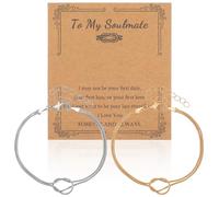 WJIAAA Best Friend Bracelets for 2, Gold Silve Adjustable Copper Matching Friendship Bracelets, Love Knot Design for BFF Sister Couple, Birthday Christmas Long Distance Gift