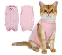 WJIAAA Cat Bodysuit After Surgery, Light Pink, Breathable Comfortable Recovery Suit, Anti-Leaking Cat Operation Suit with Mesh for Cat Body Surgery, Recovery Castration, Spay, Weaning, Leak Protection