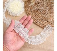 WJIAAA Lace Ruffle Trim,1.8" x 10 Yards Lace Ribbon Nylon Ruffle Ribbon for Crafts Sewing DIY(Cream)