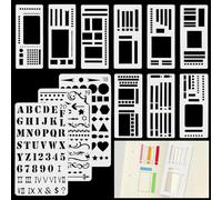 WJIAAA Planner Stencils, 12 Pcs Reusable Flexible Record Template Set PET Journal Stencil Planner, Calendar Template Scrapbooking,Journaling,DIY Planning, Dot Grid Notebooks Letter, Number,Geometric
