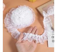 WJIAAA White Lace Ruffle Trim,1.8" x 10 Yards Double Layer Edge White Lace Ribbon Nylon Ruffle Ribbon for Crafts Sewing DIY