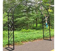 WJIANBIN Arche de jardin en métal avec treillis, support pour mariage, pergola, 140 cm de large, 340 cm de haut, 270 cm de haut, pour fleurs d'extérieur, pelouse et jardin, couleur noire