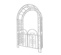WJIANBIN Arche de jardin en métal blanc avec treillis pour plantes grimpantes et vignes, idéale pour les mariages et les fêtes. Décoration de jardin élégante pour roses et compositions florales.