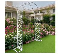 WJIANBIN Arche de jardin en métal robuste pour plantes grimpantes, support durable avec base, hauteur réglable de 1,80 m à 3,70 m, élégante décoration de jardin blanche