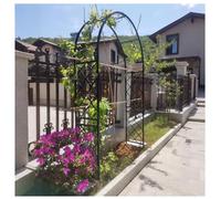 WJIANBIN Arche de jardin en métal robuste pour plantes grimpantes, support durable avec base, hauteur réglable de 1,80 m à 3,70 m, idéale pour la décoration extérieure (noir)