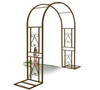 WJIANBIN Arche de jardin robuste en métal avec treillis, résistante au soleil et à l'eau, pour terrasse. Hauteurs disponibles : 2,6 m, 3 m et 3,4 m. Couleur : marron, avec base.