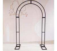 WJIANBIN Arche de mariage robuste avec support en métal, structure à ballons, arche circulaire florale dorée et blanche pour cérémonie, jardin, toile de fond (Dimensions : 220 x 150 cm)