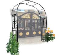 WJIANBIN Arche de treillis métallique robuste de 2,6 m (8,5 pi) de haut, noire, pour plantes grimpantes et rosiers. Facile à assembler. Structure de support extérieure solide.