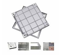 WJIANBIN Square Septic Tank Lid with Base, Stainless Steel Manhole Cover and Frame Invisible Sewage Basin Cover, Heavy Duty Metal Inspection Lid ，for Yard, Driveway, Pavement(8cm,40 * 40cm/15