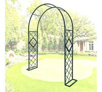 WJIANBIN Treillis en acier galvanisé robuste pour plantes grimpantes, pergola métallique avec motif en losange, décor de mariage extérieur et de patio (vert 86" L x 90" H)