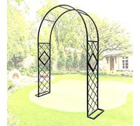 WJIANBIN Treillis en acier galvanisé robuste pour plantes grimpantes, pergola métallique avec motif en losange, décor de mariage extérieur et de patio (noir, 133 po L x 90 po H)