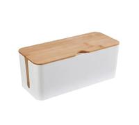 WJIAYAO Cable Tidy Box Cable Storage Box Power Strip Case Wooden Power Line Wire Management Organizer Dust Proof Charger Socket Network Line Storage Bin(B,M)