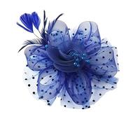 WJIAYAO Fascinators for Wedding Party Fascinator Hat Mesh Feather Flower Decor Headdress Wedding Headwear Faux Pearl Head Decor Hat Bridal Hair Accessories(Blue2)