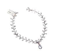 WJIAYAO Head Chain Forehead Headband with Combs Rhinestone Women Headdress Water Drop Bridal Wedding Hair Ornament Bride Head Chain(Gold 2)