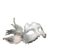 WJIAYAO Masquerade Mask Feather Flower Lace Women Princess Masquerade Irregular Mask Half Face Adult Party Tool(White)