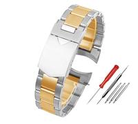 WJIAYAO Metal Watch Strap 316L Series Solid Stainless Steel Strap Watch Band 22mm Bracelet Waterproof Accessories Rivet Drawing(Silver gold,22mm)