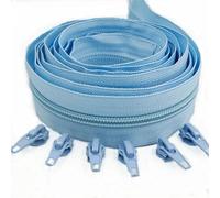 WJIAYAO Zippers 1/2/3/5/10 Meters Long Nylon Zippers Rolls with Auto-lock Zipper Slider For Tailor Sewing(Light Blue,3 meter 6 slider)