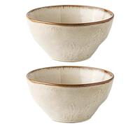 WJIHUYU 7-Inch Footed Ramen Noodle Bowl Set of 2, Embossed Ceramic Soup Pasta Bowls, Heat-Proof Vintage Stoneware Dinnerware for Home Kitchen