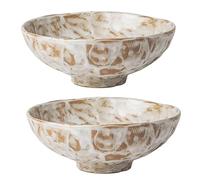WJIHUYU 8-Inch Thickened Ceramic Footed Bowl Set of 2, Irregular Vintage Ramen Noodle Bowls Heavy Duty Stoneware Soup Pasta Dishes Durable Dinnerware for Home Kitchen
