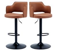 WJIHUYU Adjustable Bar Stools Set of 2, Modern Counter Height Barstools PU Leather Upholstered Kitchen Stools for Kitchen Home Pub Dining Room