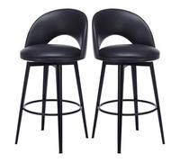 WJIHUYU Bar Stools Set of 2, 360° Swivel Upholstered Island Chairs 360°Swivel Mid Century Modern PU Leather Bar Chairs for Kitchen Dining Room